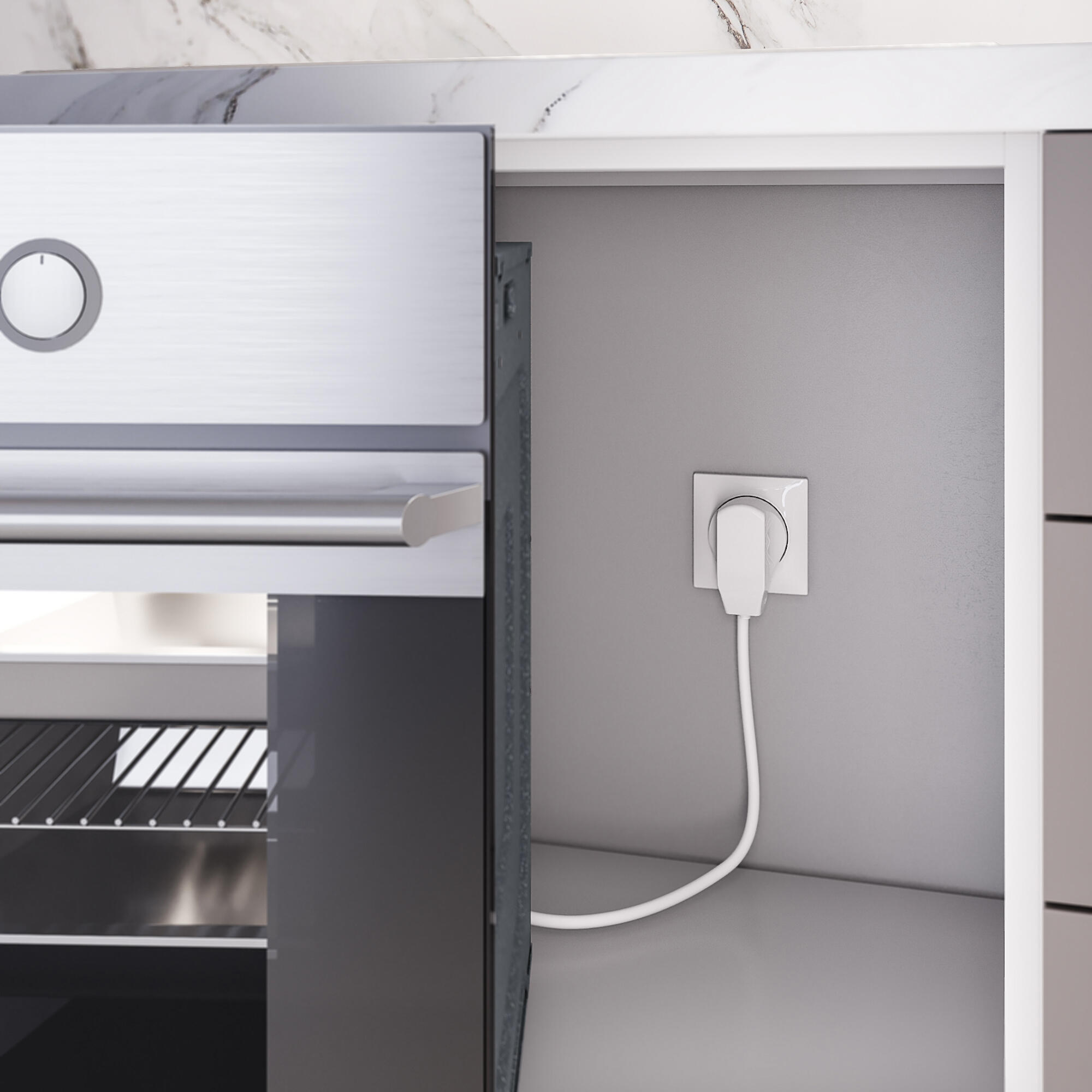 Комплект: розетка с вилкой для электроплиты 32А 250В, коробка в стену WERKEL (белый) W1189201