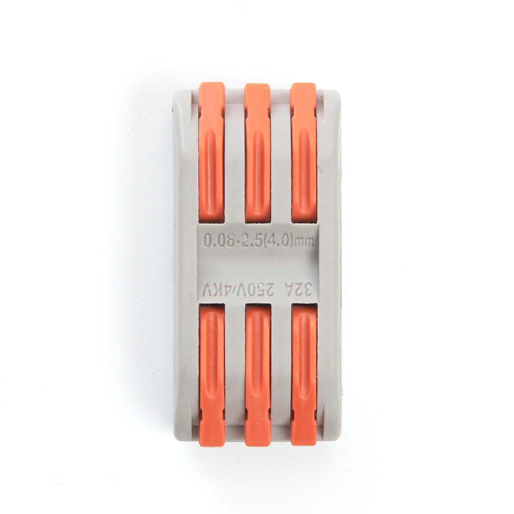 Клемма монтажная д/ подкл. фазн. проводников STEKKER, LD222-423, 3 контактные группы, 1ввод,1вывод на полюс (DIY упак 5 шт)