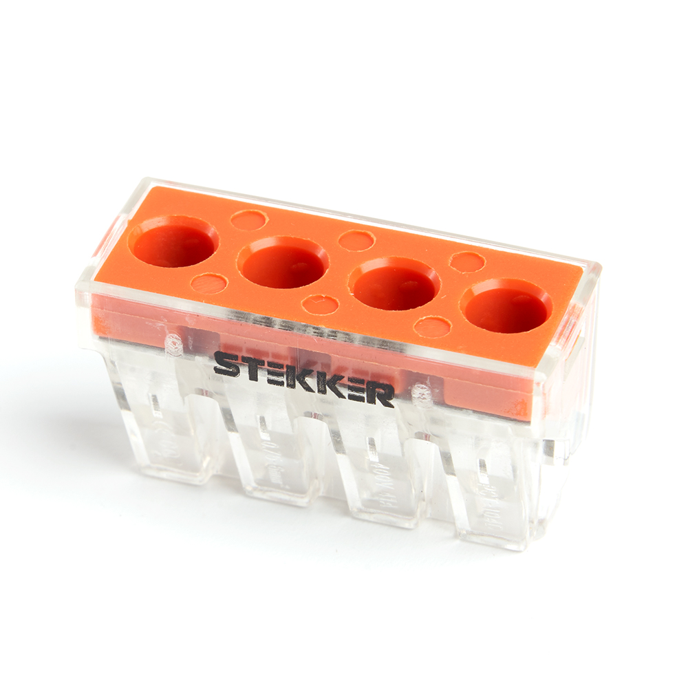 Клемма монтажная 4-проводная STEKKER  для 1-жильного проводника, LD773-174