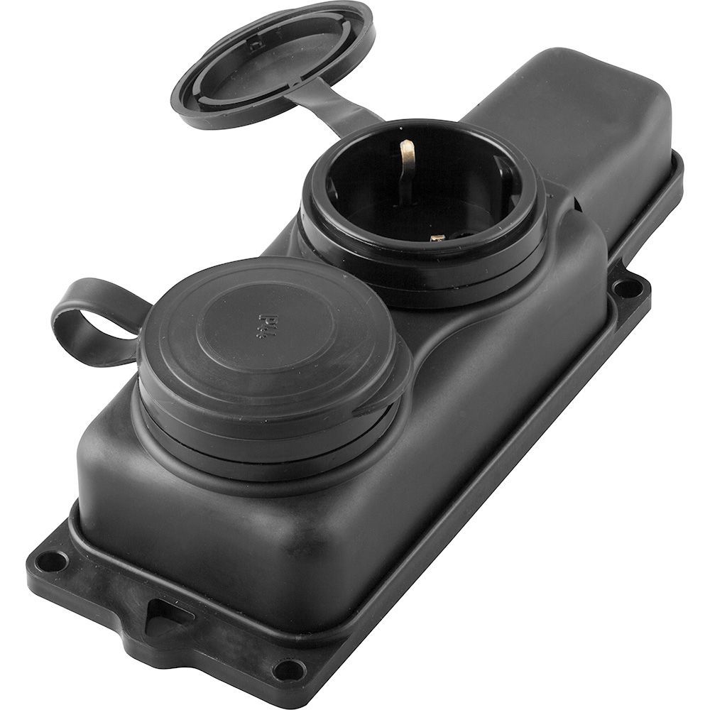 Розетка переносная STEKKER RST16-22-44 двухместная штепсельная с/з 230В, 16А, IP44 (РП 16-232) 32738