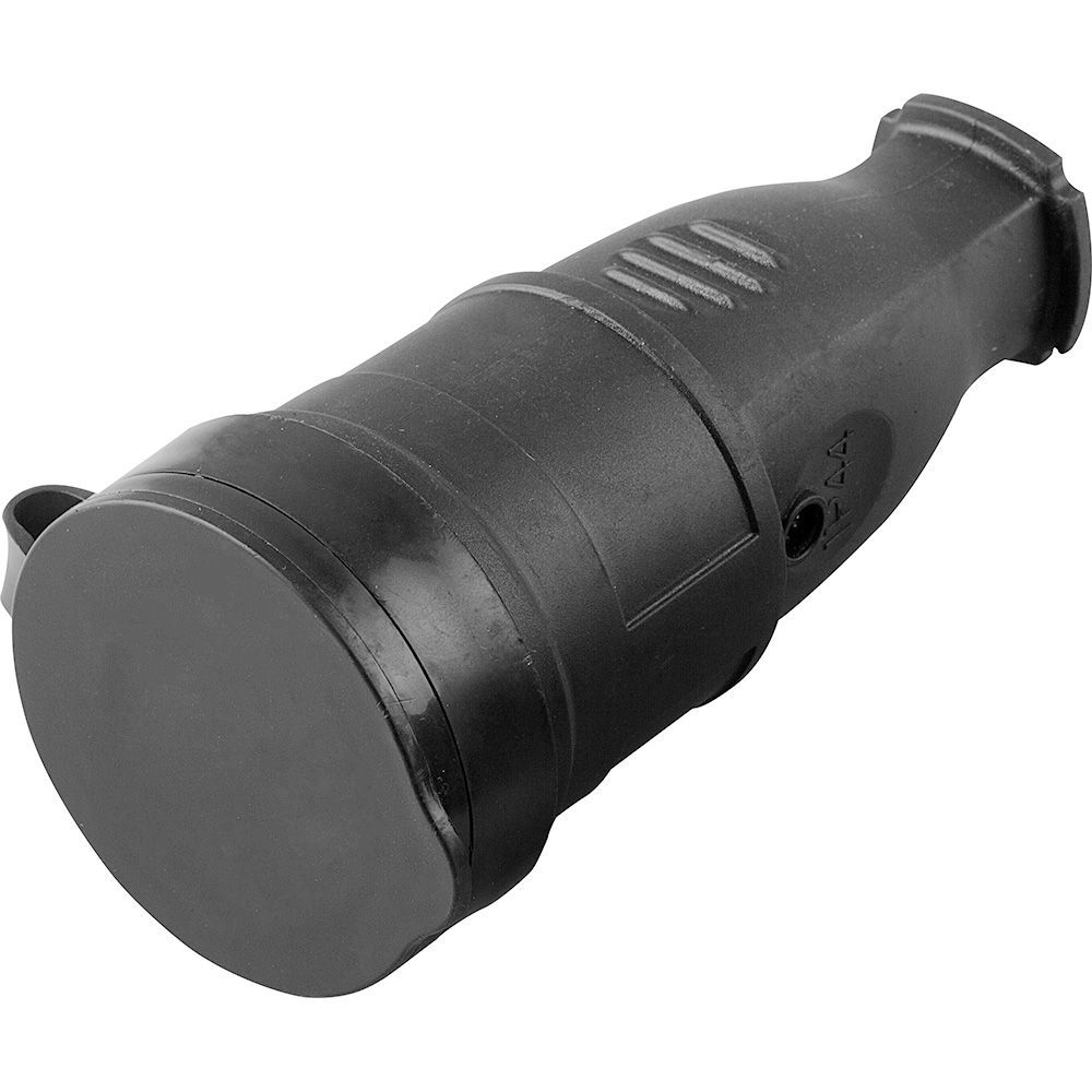 Розетка переносная одноместная STEKKER RST16-21-44 с заземлением, с крышкой, каучук 230В, 16А, IP44, черная (РА 16-005) 32751