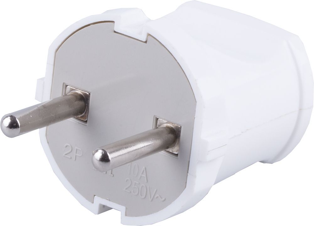 Вилка STEKKER PPG10-43-201 прямая, пластик 250В, 10A, IP20, белая 32855