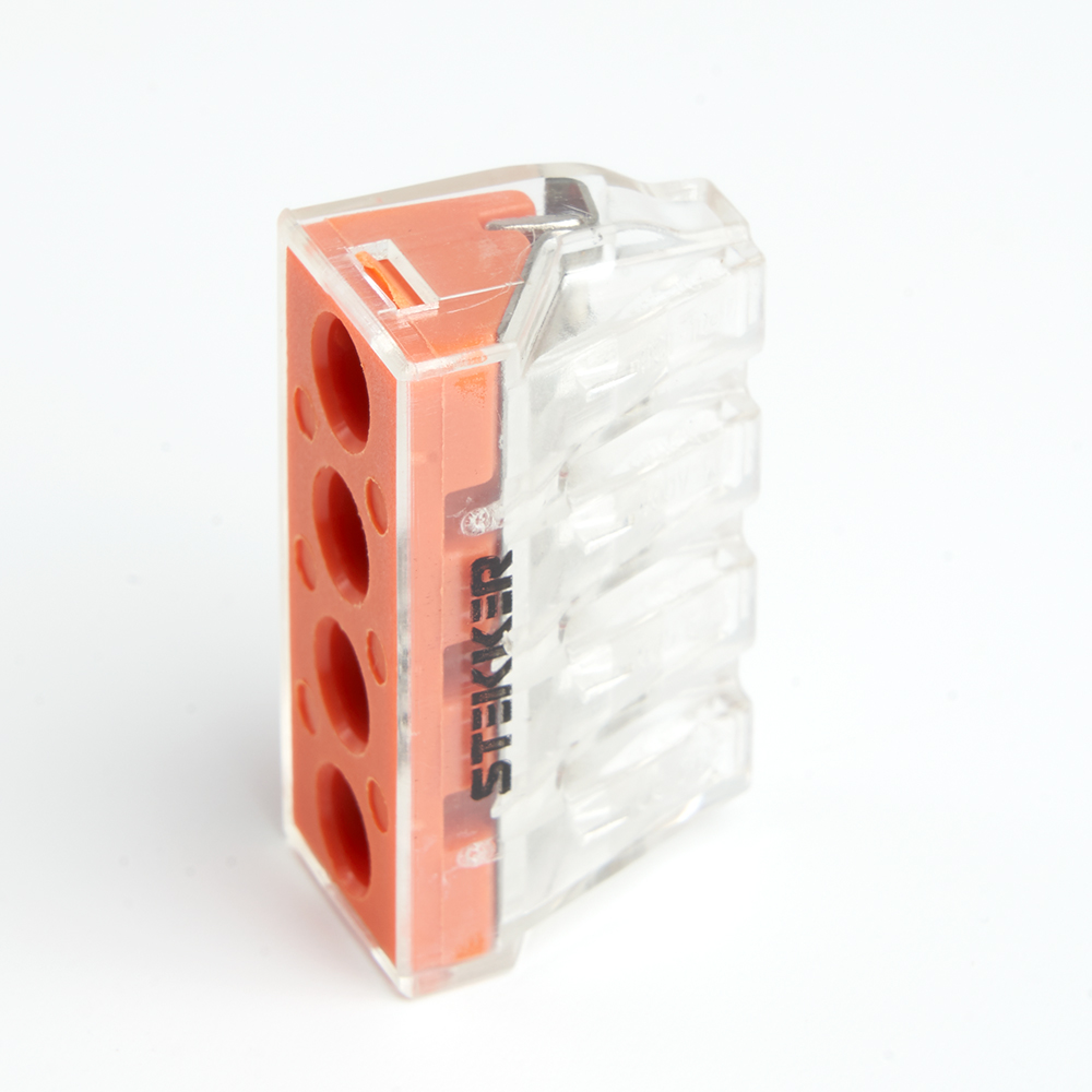 Клемма монтажная 4-проводная STEKKER  для 1-жильного проводника, LD773-174