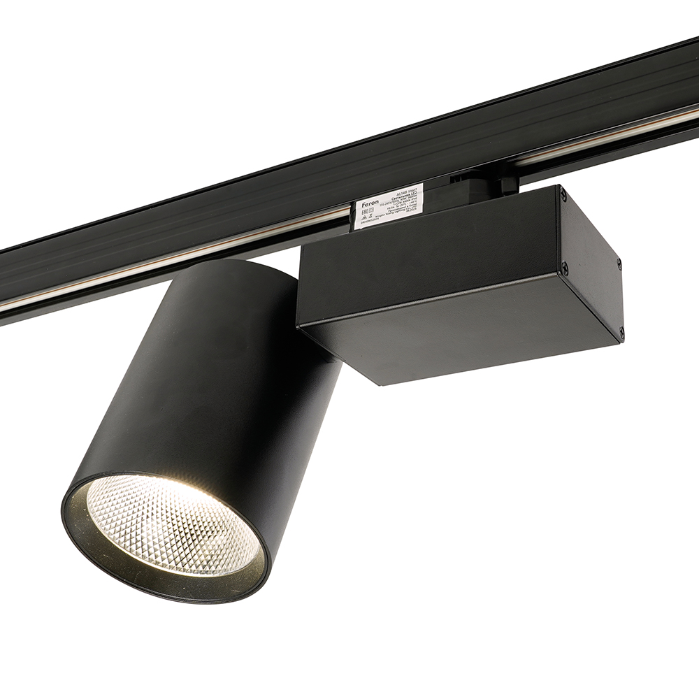 Светодиодный светильник Feron AL148 трековый на шинопровод 40W 4000K 35 градусов черный, 3х фазный