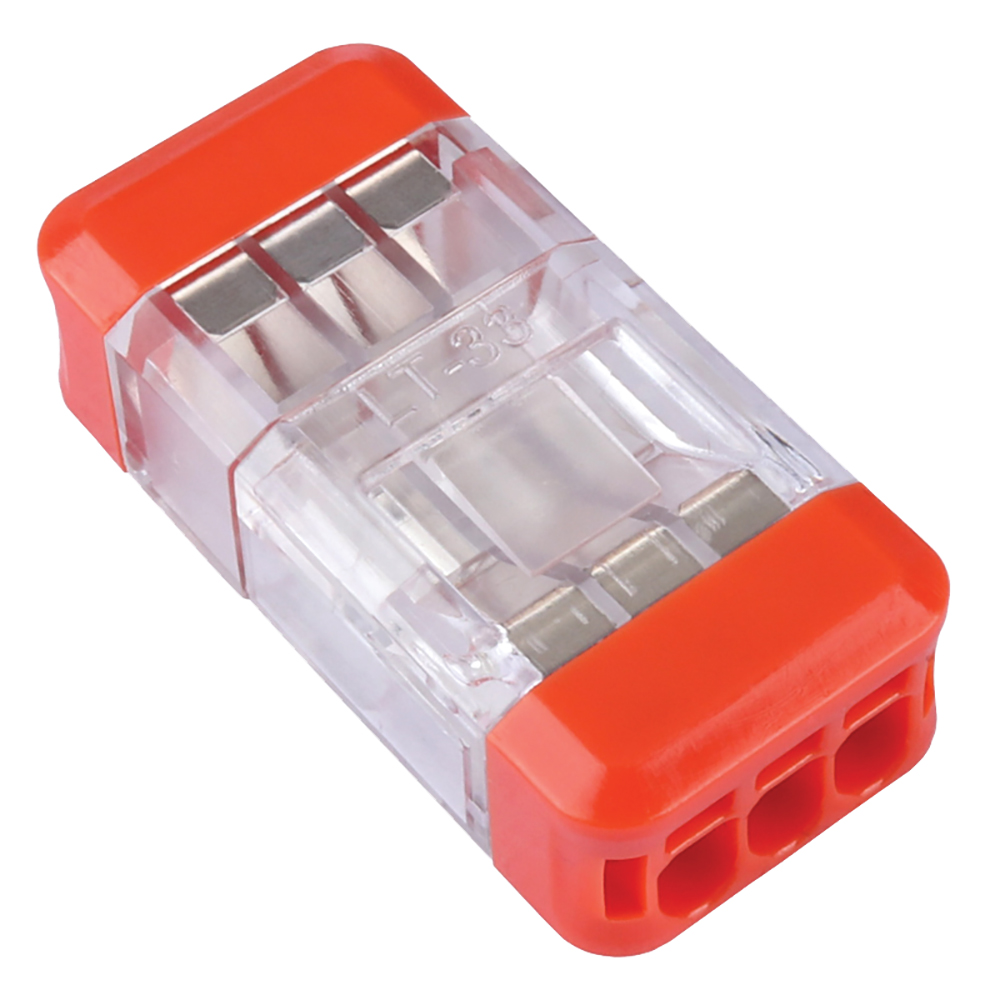 Клемма разъемная монтажная 3-проводная STEKKER для подключения фазных одножильных проводников, LD700-413